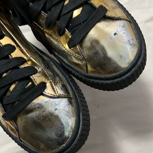 PUMA GOLD METALLIC BASKET PLATFORM SNEAKERS SIZE 8.5 - Picture 5 of 7